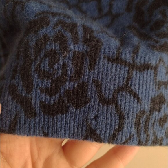 Vtg 90s Y2K Lambswool & Angora Sweater S M Daniel Caron Floral Pattern Pullover - Picture 6 of 7